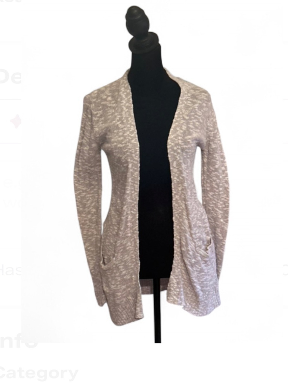 Old Navy Open-Knit Marled Cardigan Sweater Gray White XS Long Sleeve
